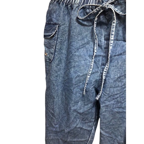 Boho Cowgirl Sweetheart Off Shoulder Denim Romper Key Hole Accent Pockets Sz 1X - Picture 10 of 16